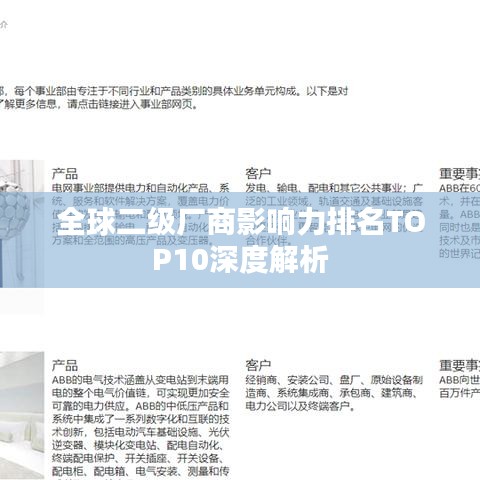 全球二级厂商影响力排名TOP10深度解析