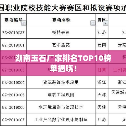 湖南玉石厂家排名TOP10榜单揭晓！